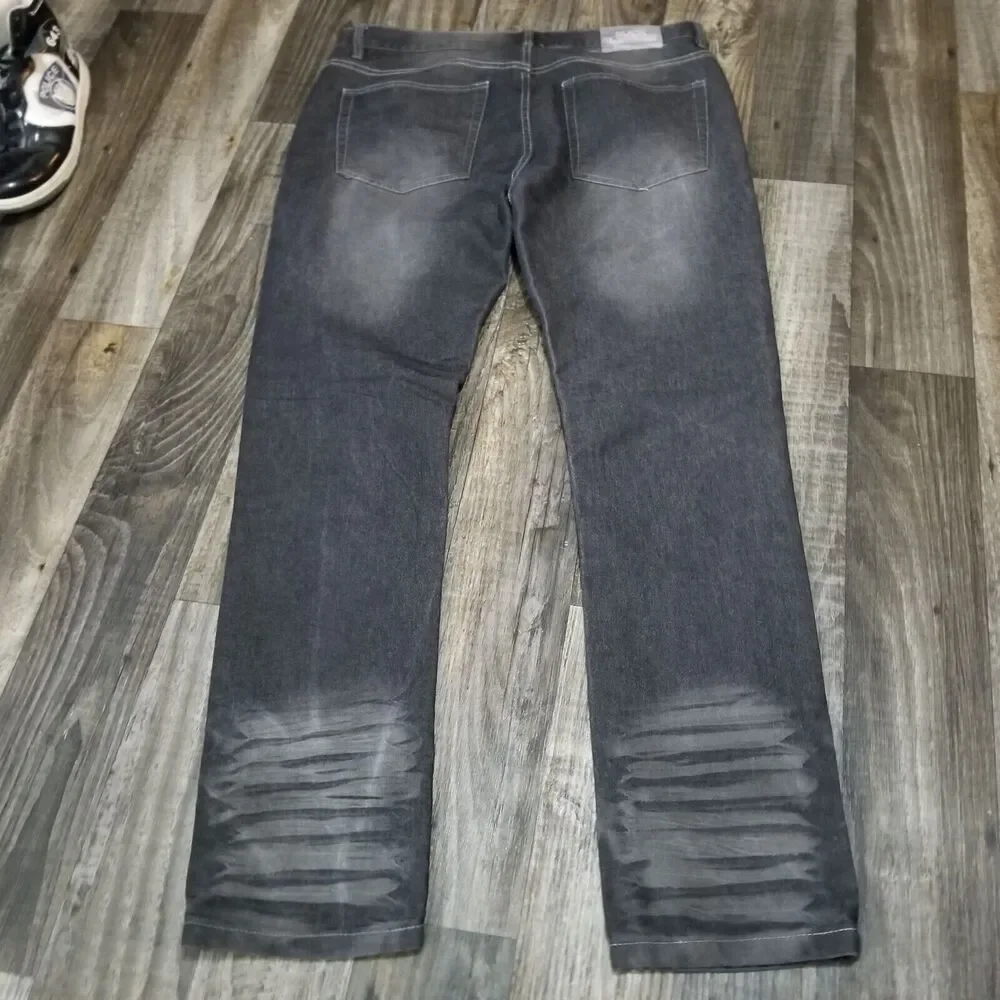 Black Lacquer Men's Jeans Black Size 38x33‎ Denim Button Zip Y2K Hip Hop Urban